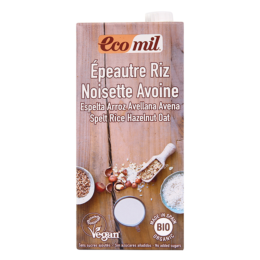 Sữa Hạt Từ Gạo Lúa Mì Yến Mạch Và Hạt Phỉ Ecomil (1L) - Organic Spelt, Rice, Hazelnut, Oat Milk