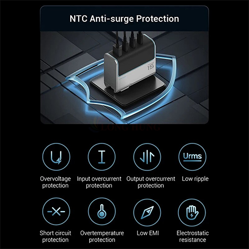 Combo cốc sạc Cuktech GaN 1USB 3Type-C 140W + Cáp USB Type-C to Type-C AD1404U - Hàng chính hãng