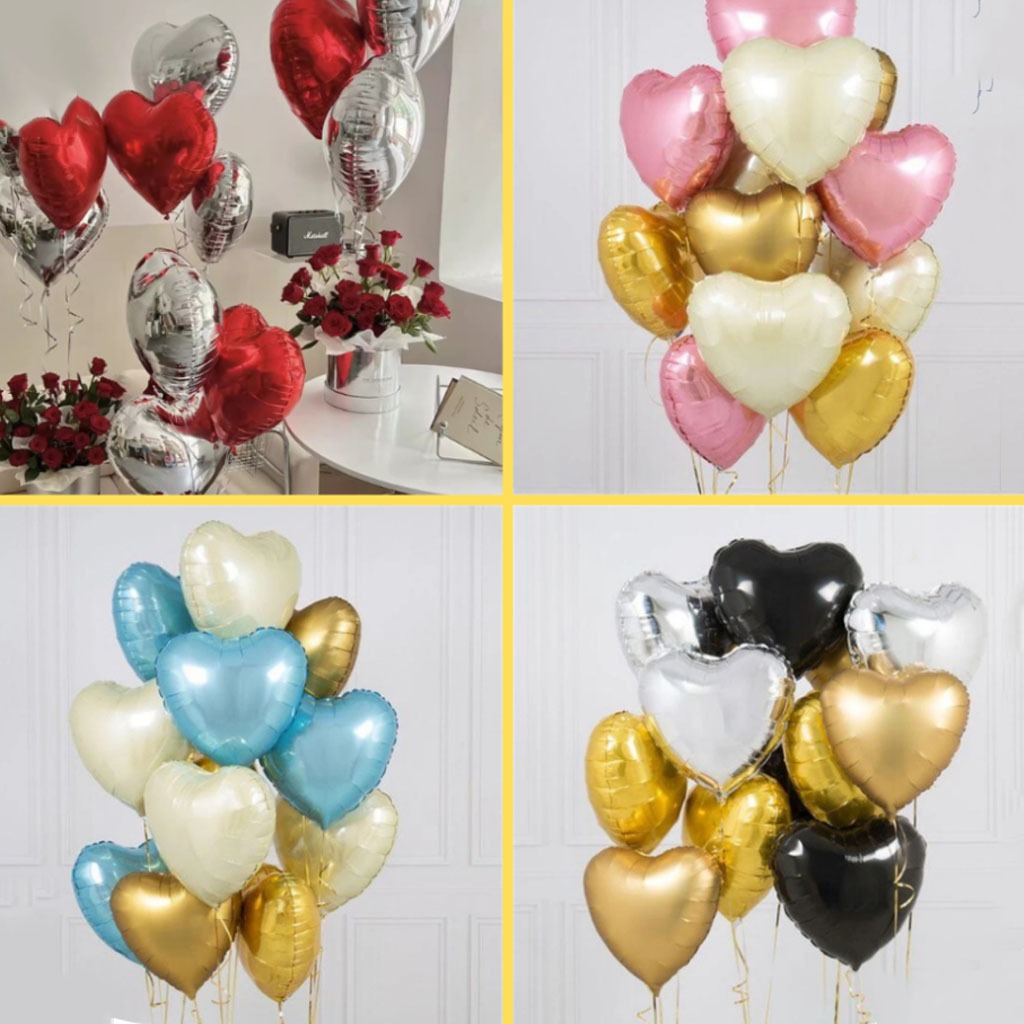 Sỉ Bóng Bay Hình Trái Tim Bóng Kiếng Size To 45cm/25cm/15cm chuyên trang trí tiệc sinh nhật valentine 8/3 20/1