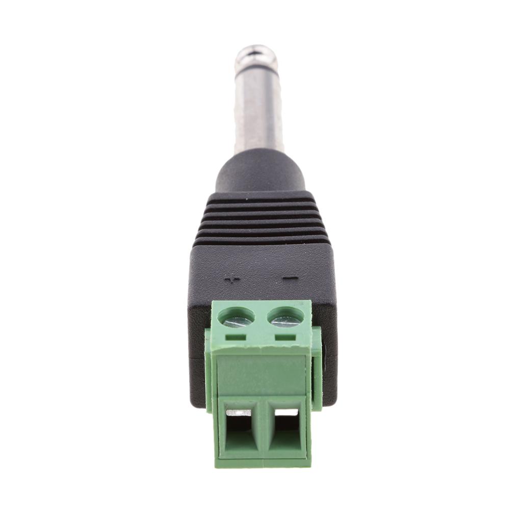 6.35mm 1/4inch Audio Mono Male Converter Adapter 5 Pieces with Screw Terminal Female for Microphone
