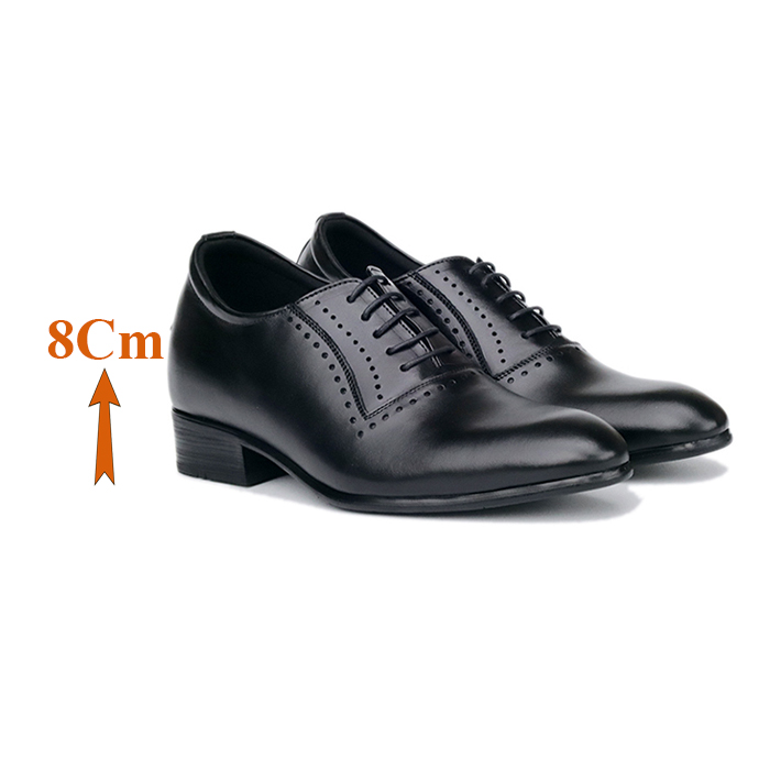 Giày Tăng Chiều Cao Nam T&TRA Tăng Cao 8Cm- S1033 DDenn Trơn- Chất Liệu Da Bò Cao Cấp, Đế Cao Su Ghép- Đế Pháp, Phần Tăng Cao Ẩn Bên Trong