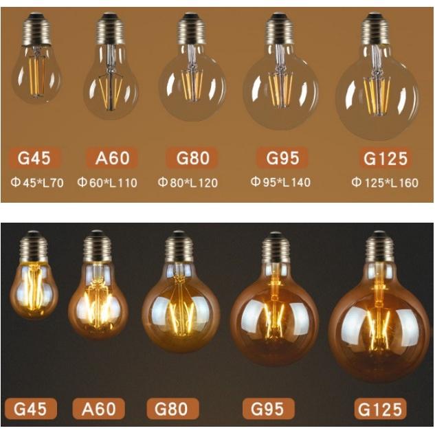Bóng led edison 4w G95 G80 ĐUÔI E27 , SIÊU ĐẸP, Vỏ trong, vỏ trà, ánh sáng êm dịu