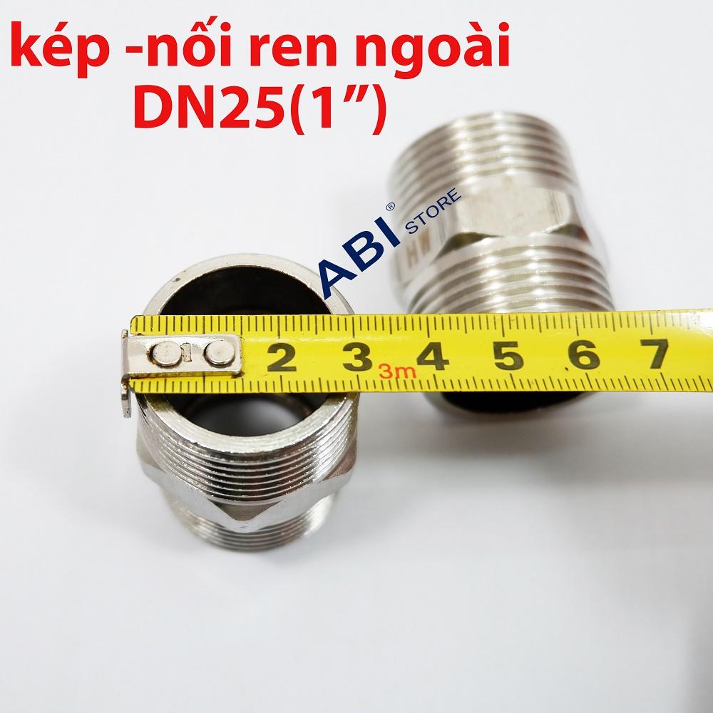 Kép inox dn25, nối 2 đầu ren ngoài inox 1''