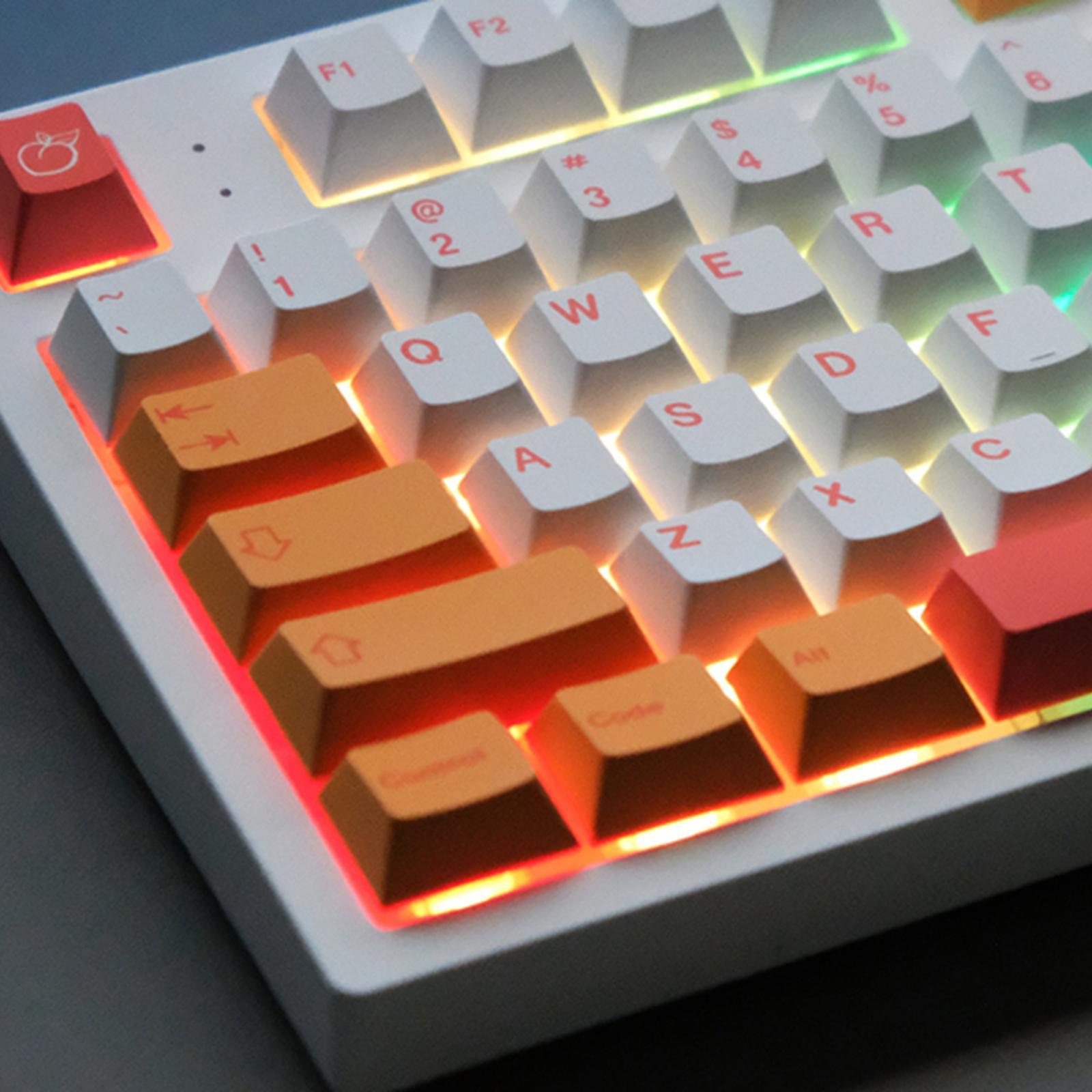 Universal 141 Keys PBT Keycaps, Dye Sub Cherry Profile, 6.25U Spacebar, ANSI Layout Peach Key Caps for Mechanical Gaming Keyboard Keycap Set
