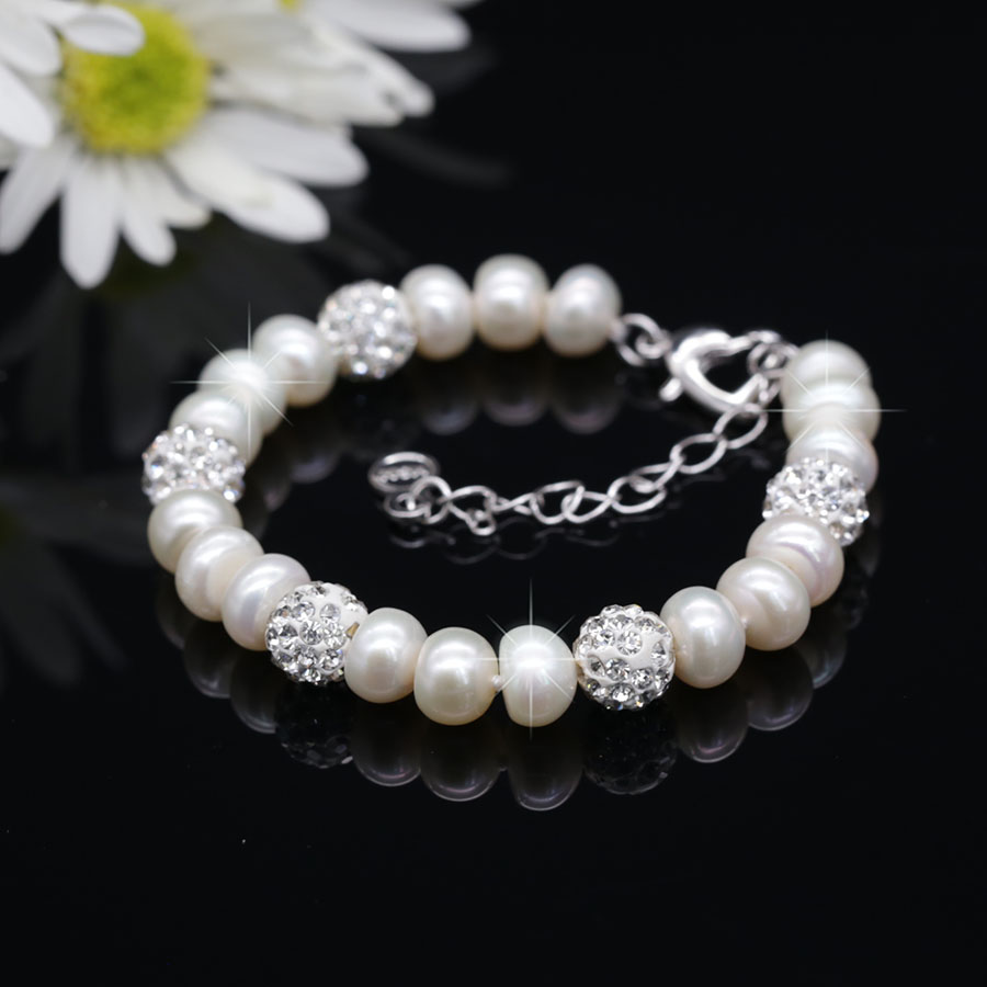 Lắc Tay Ngọc Trai Tự Nhiên, Vòng Tay Ngọc Trai Nước Ngọt 8 Ly Tự Nhiên - L8003 - Bảo Ngọc Jewelry