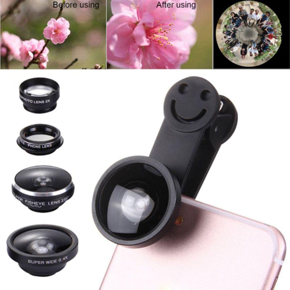 Bộ ống kính máy ảnh điện thoại thông minh 5 trong 1 với Ống kính góc rộng 0,4X + Mắt cá 235 ° macro 19X tele 2X + CPL