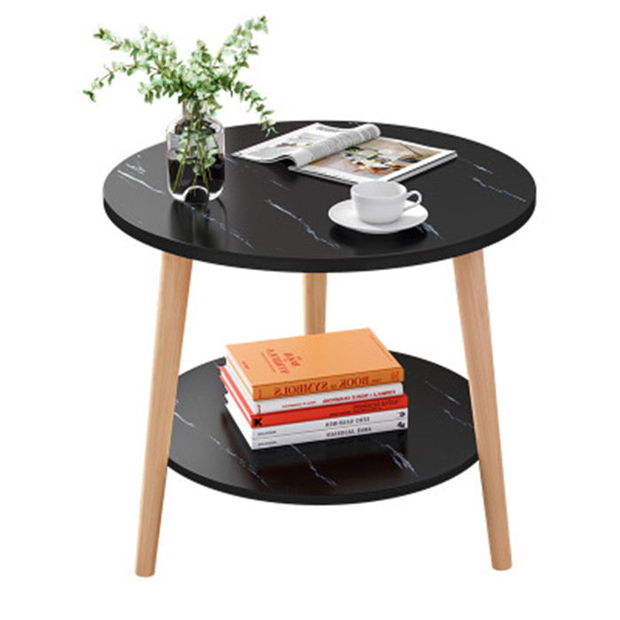 Bàn trà 2 tầng mặt gỗ ốp vân đá, bàn sofa, bàn cafe BAT025
