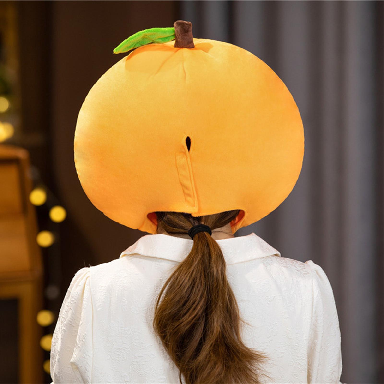 Orange Plush Hat Dress up Hat Costume Head Accessories Funny Novelty Hat Headwear for Carnival Cosplay Birthday Holiday Party