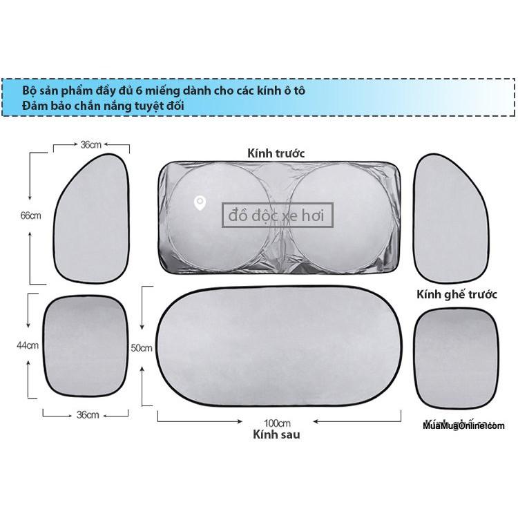 Combo 6 Miếng Che Nắng Xe Hơi Xếp Gọn Kèm Giác Hút