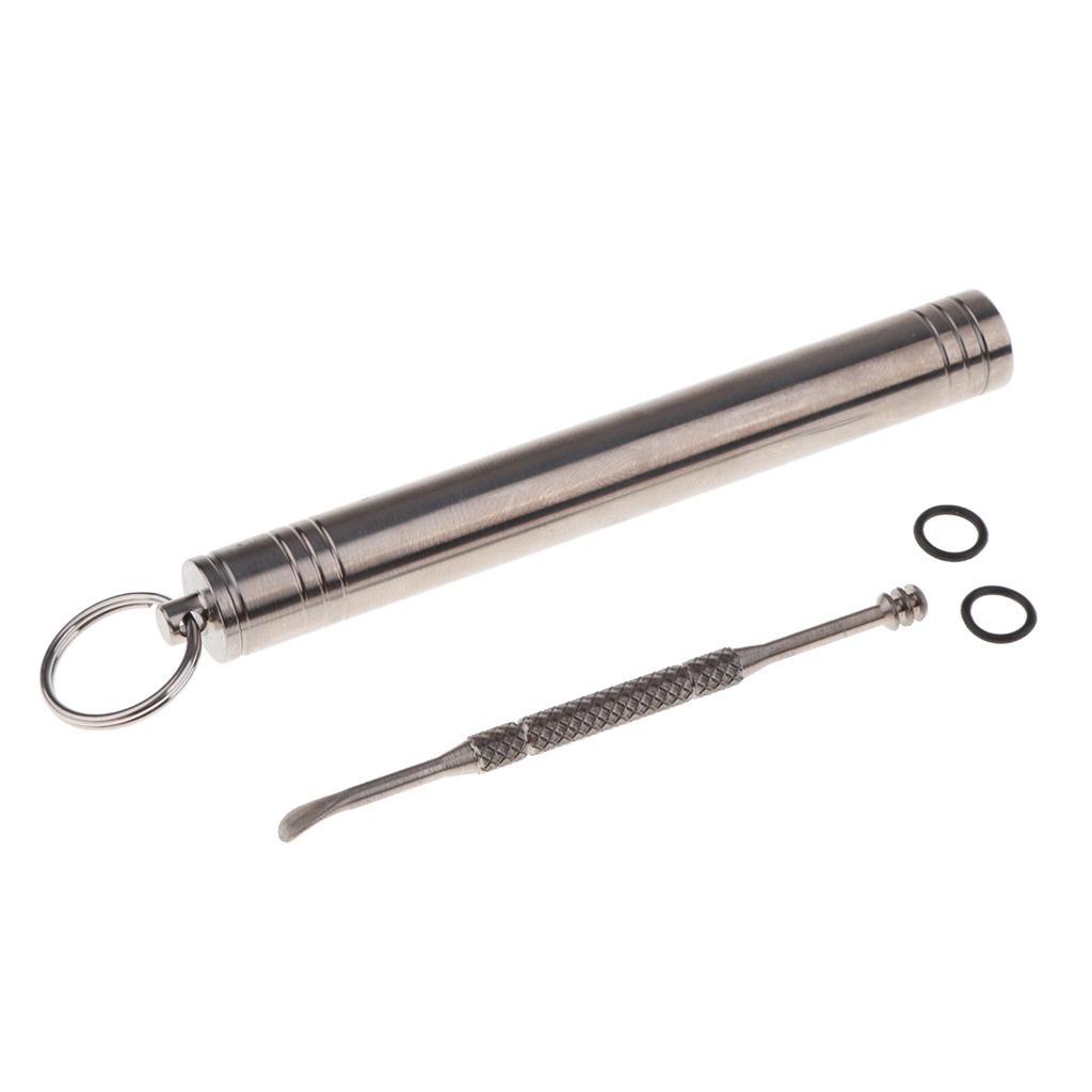 Pocket Titanium Alloy Camping Toothpick Box Ear Pick Holder with Ear Pick for Outdoor Activities