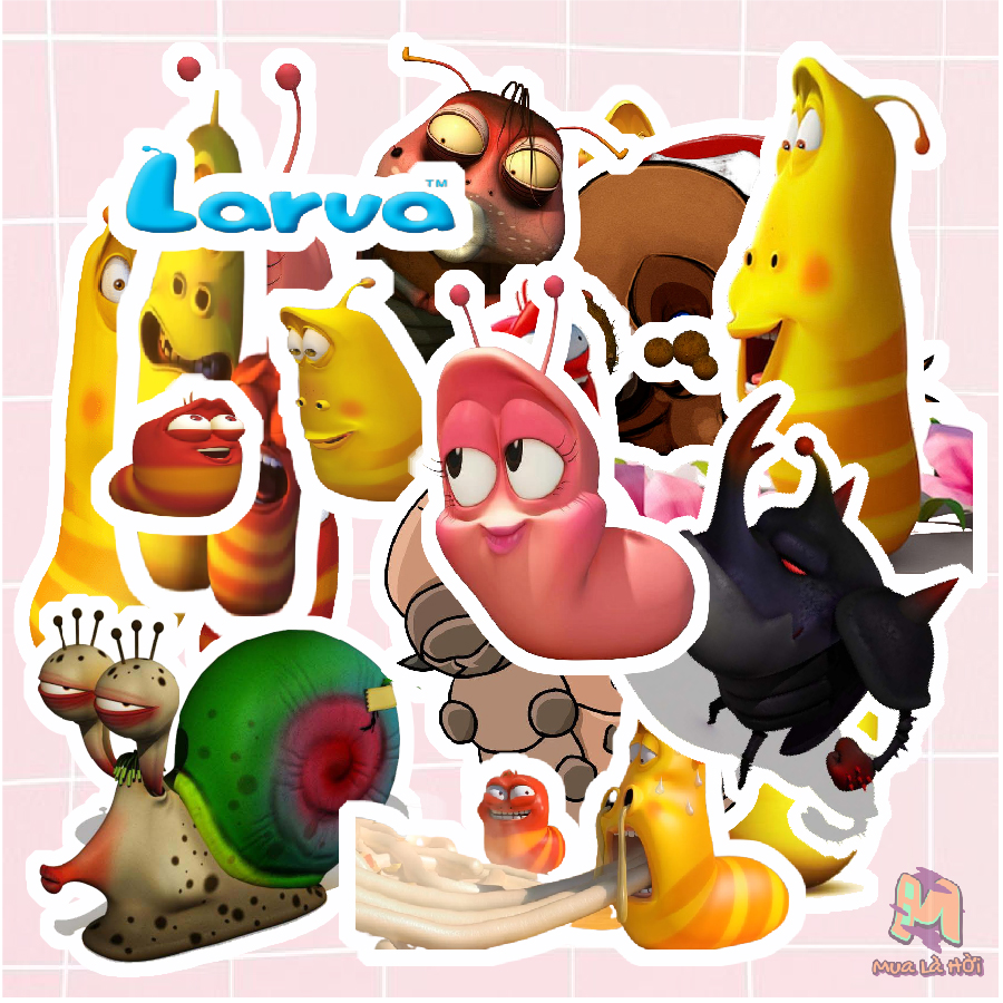 Miếng dán Stickers chủ đề Ấu trùng tinh nghịch (Larva)