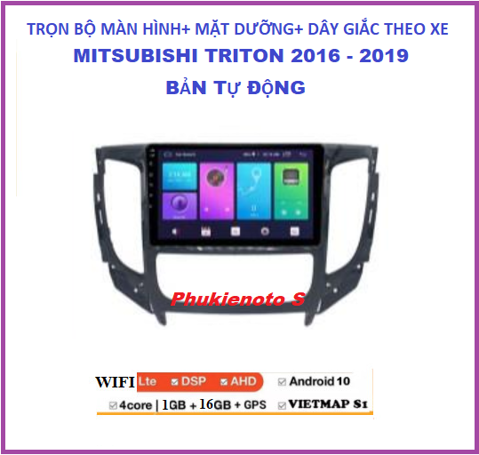 MITSUBISHI TRITON.Màn hình MẶT DƯỠNG CHO XE TRITON bản tự động 2016-2019, Màn dvd androi +dây giắc theo xe.