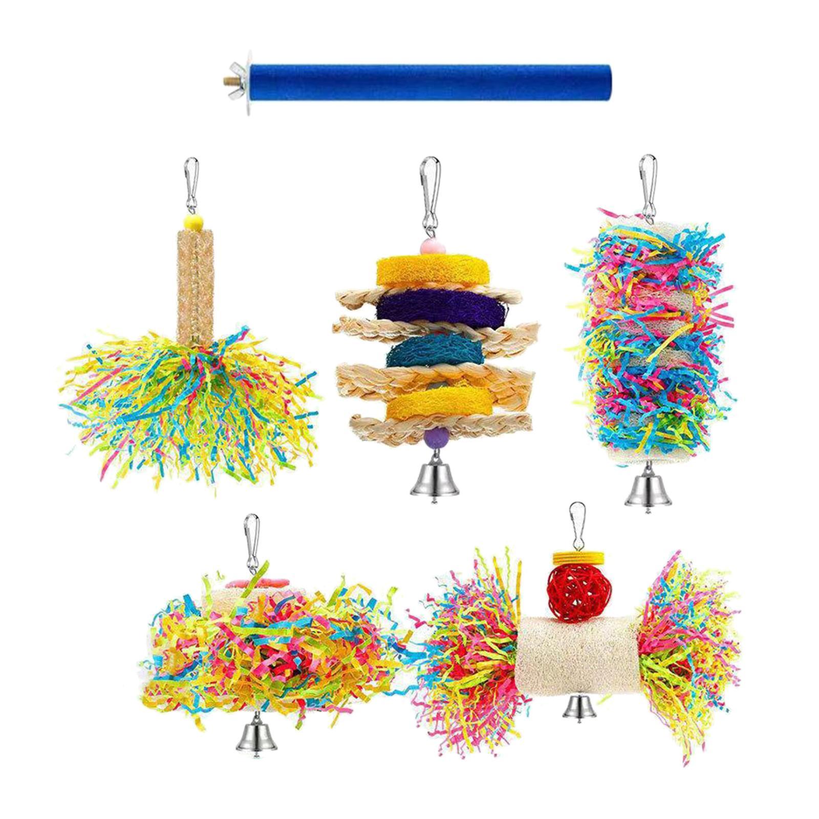 6x Parrot Cage Hanging Toys Hanging Activity Bell Budgie Birds Swing Chewing