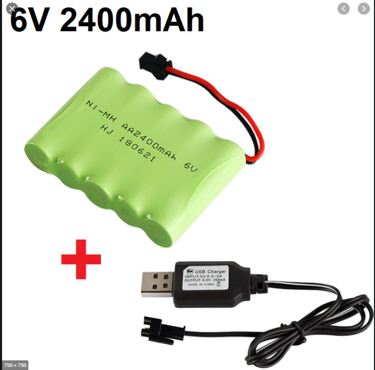 Pin xe điều khiển Pin kèm sạc usb 6v 2400mah đồ chơi điều khiển