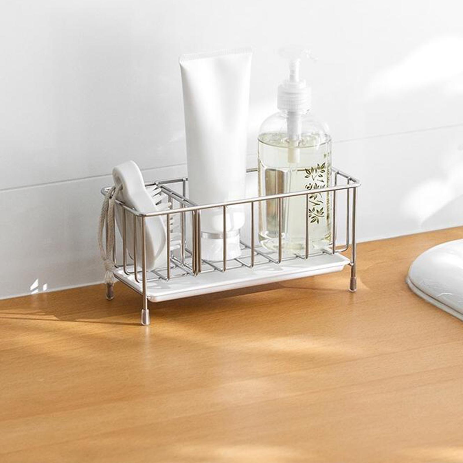 Kitchen Sponge Holder Drainer Basket Brush Soap Holder Caddy Organizer