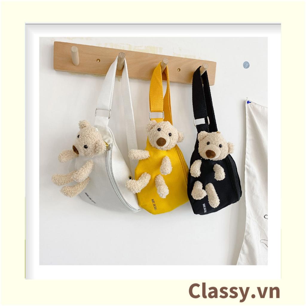 Túi bao tử nữ Classy vải canvas đi chơi mini nhỏ giá rẻ đẹp hoạ tiết chú gấu xinh T278