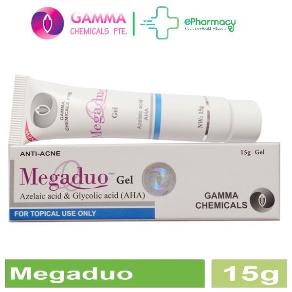 Megaduo Gel giảm mụn, giảm thâm, dưỡng da - Megaduo Azelaic acid &amp; Glycolic acid (AHA) Gel 15g