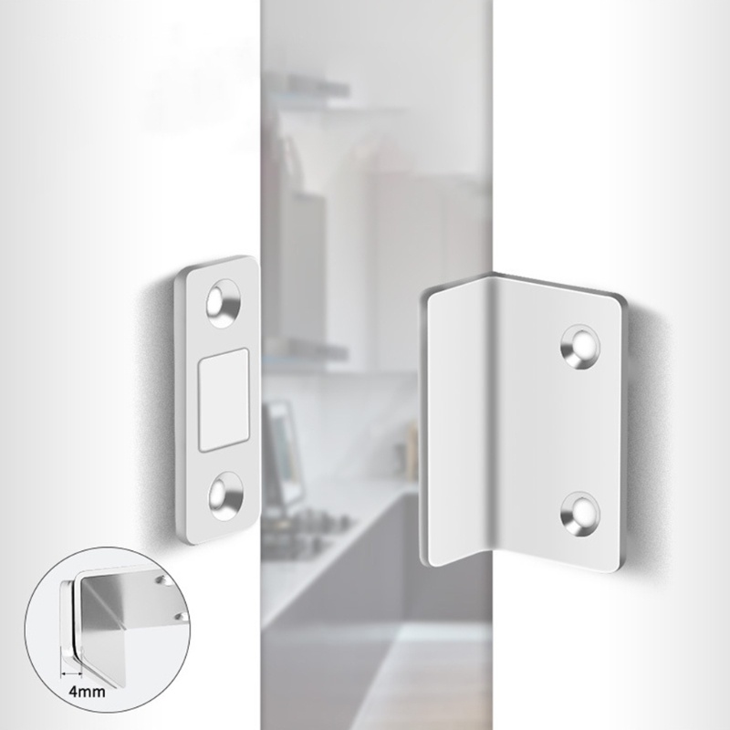 Chốt Nam Châm Mini Góc Vuông Dùng Cho Cánh Cửa Tủ, Ngăn Kéo Bàn, (Kèm Ốc Vít Và Keo Dán)