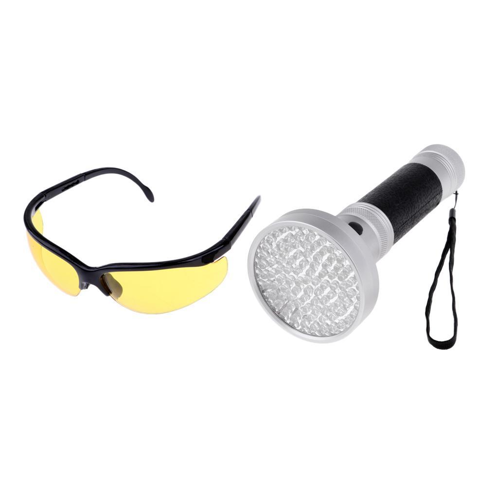 395NM 100 LED UV Flashlight + Protect Goggles