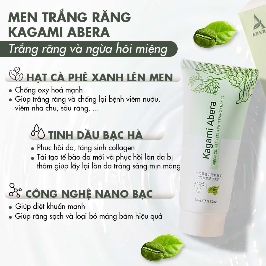 Combo 4 Men trắng răng Kagami Abera 110g làm trắng sáng nhanh chóng và đánh bay mọi vết ố vàng trên răng