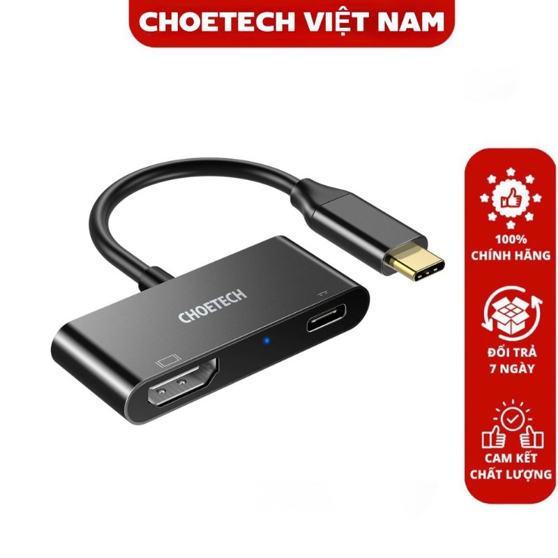 Hub chuyển đổi Type C ra HDMI Support Video 4K/60Hz+ Type C PD 60W Choetech HUB-M03 (Hàng chính hãng)