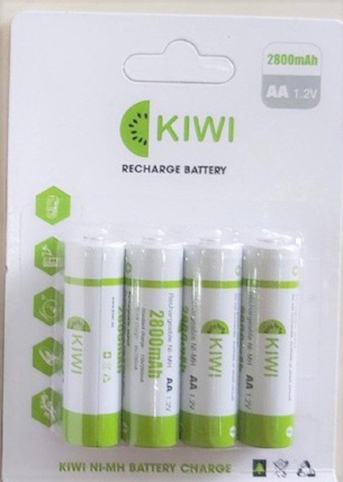 Combo 1 Vỉ 4 viên Pin sạc Kiwi 2800mAh và dock sạc pin 4 viên dùng bền ổn sạc nhanh 1.2V AA hàng chính hãng