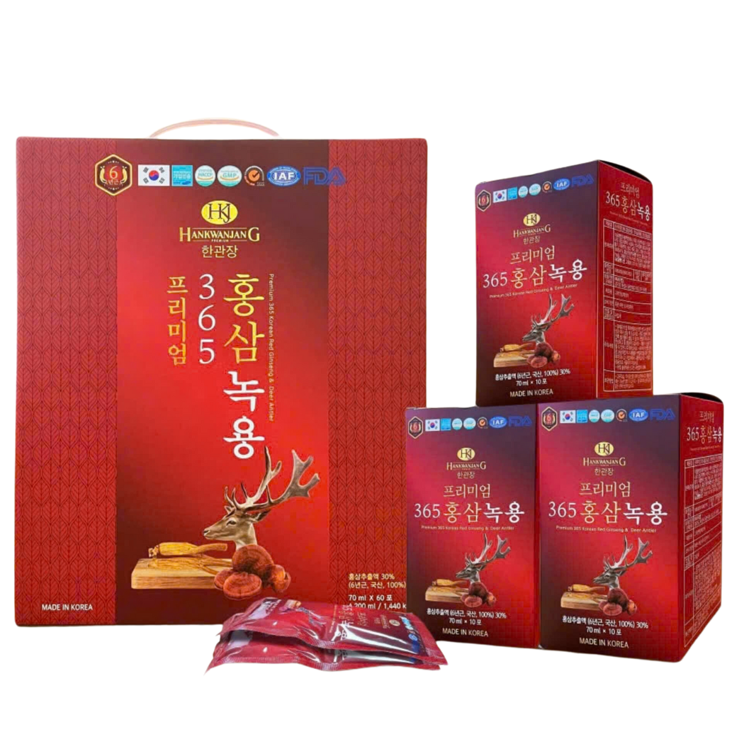 Nước Hồng Sâm Linh Chi Nhung Hươu 365 Hansusam (70ml x 60 gói)