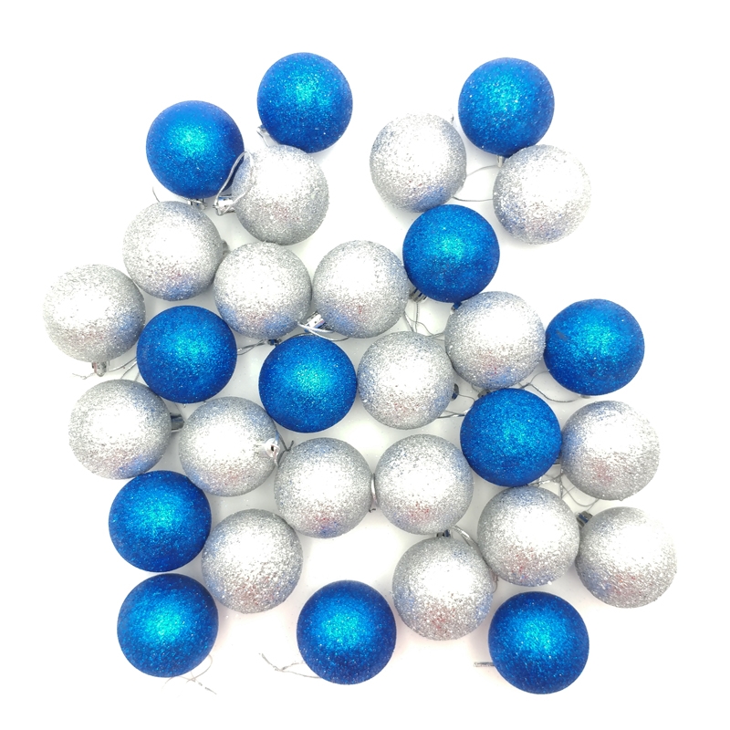 Hộp 30 Trái Châu Giáng Sinh Bóng 2 Tone 60