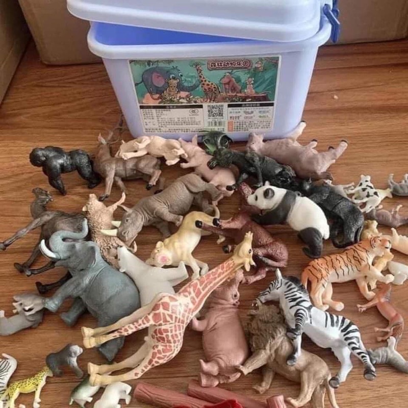 Bộ đồ chơi mô hình động vật 58 chi tiết thú rừng hoang dã giúp bé nhận biết thế giới xung quanh