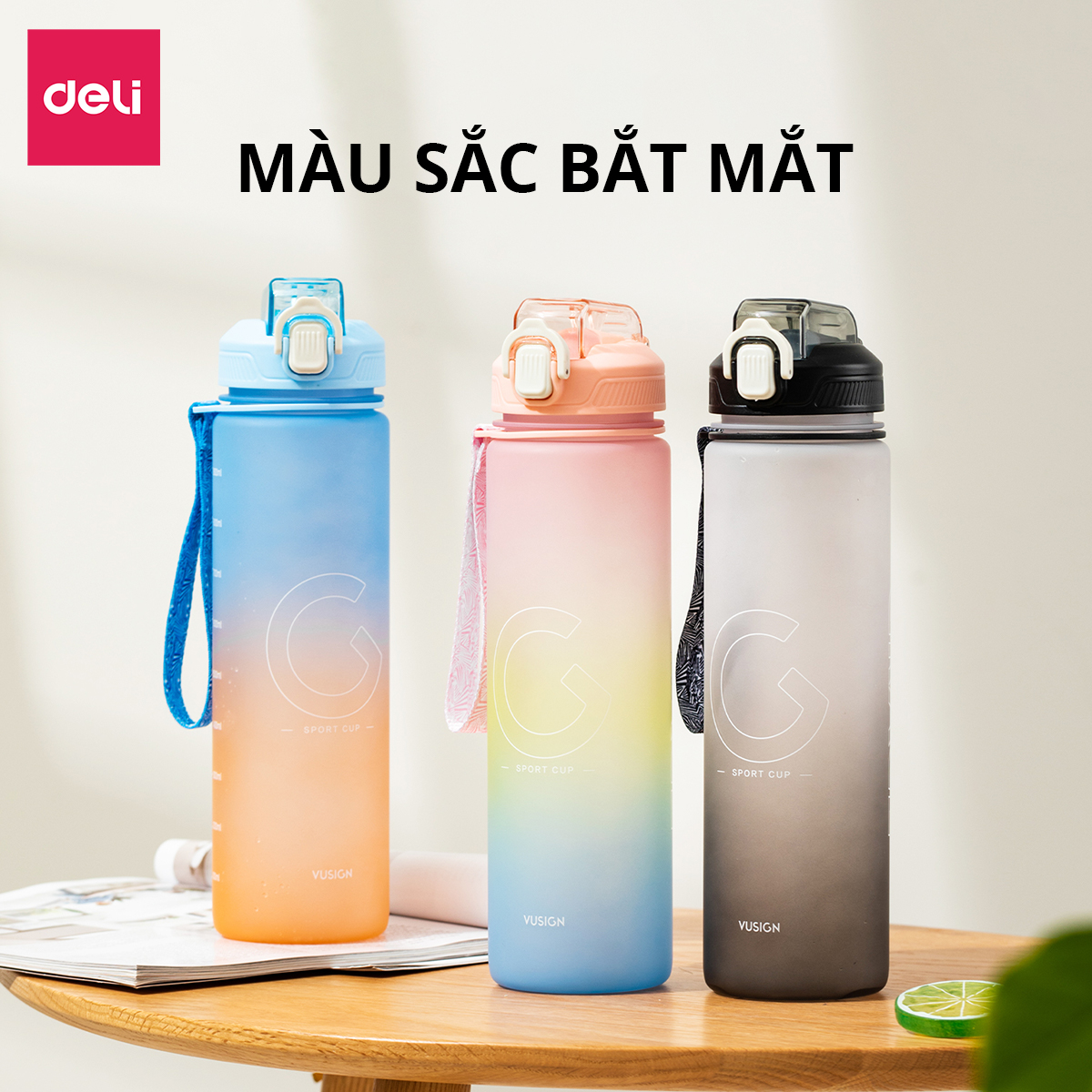 Bình Đựng Nước 1L Bao Bì Dễ Thương Có Vạch Báo Giờ Uống Nước Chia Lượng Nước Deli - Nhựa Cao Cấp An Toàn Đầy Đủ Kiểm Định Chất Lượng Phủ Hợp Bình Nước Thể Thao Cho Bé Tới Trường - VS822 VS823