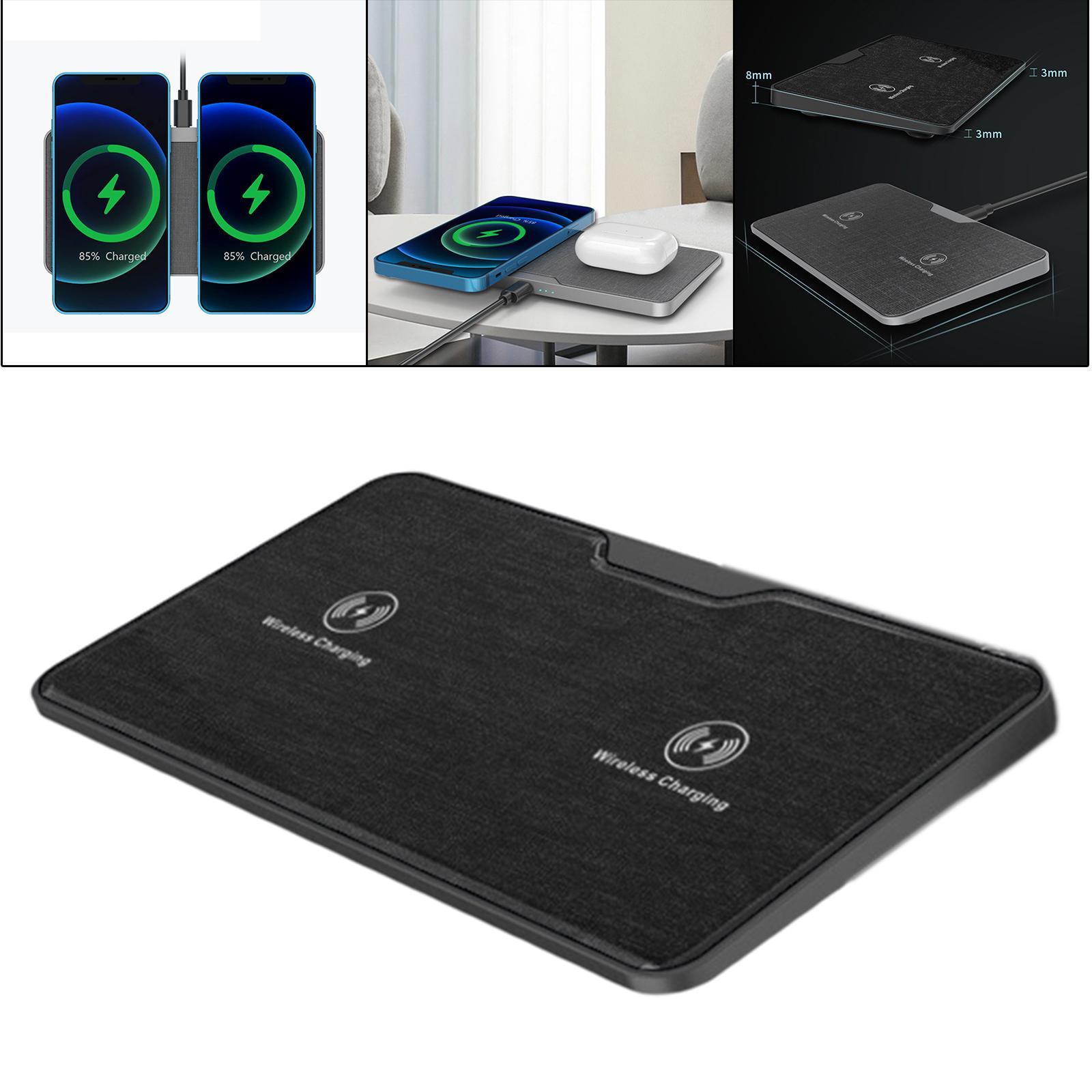 Dual Wireless Charger Charger ABS for Phone Black