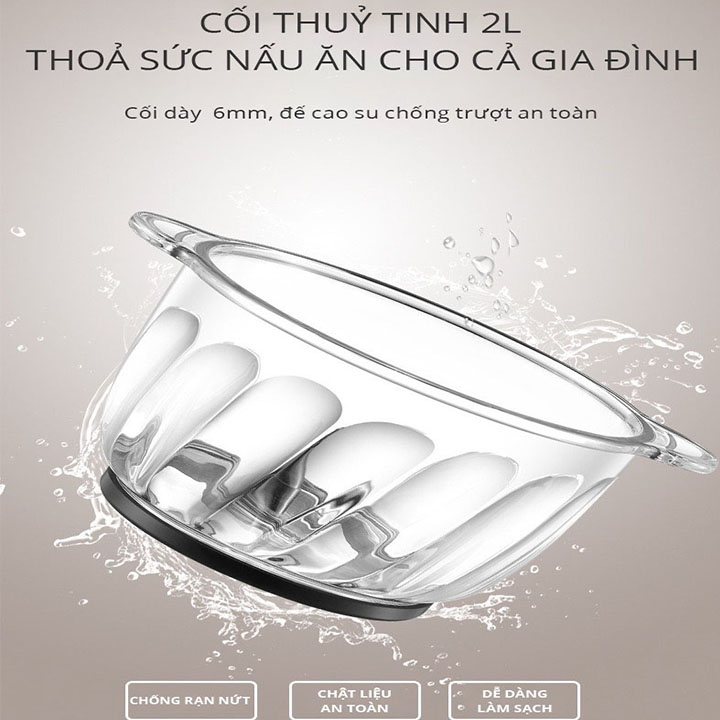 Máy xay  thịt cầm tay cối thủy tinh 2l- Nhấn nút xay- Động cơ xay nhanh, mạnh- Công suất 300W- Tặng kèm 1 dụng cụ bào sợi rau củ (giao màu ngẫu nhiên)