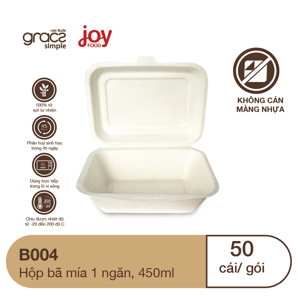 50 hộp bã mía Gracz Thái Lan 1 ngăn 450ml
