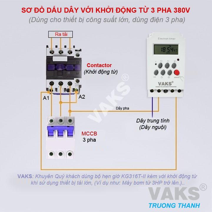 Công Tắc Hẹn Giờ 17 Chương Trình VAKS Electron Timer KG316T-II 220V AC, 25A, Có Phím Khóa.