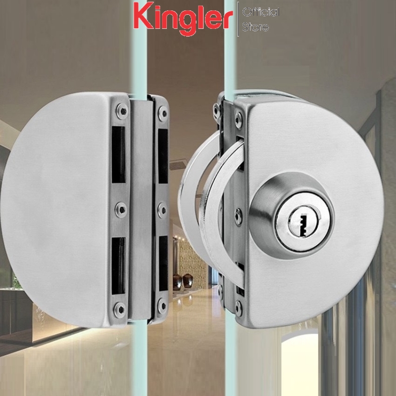 Khóa Bán Nguyệt Inox Cho Cửa Kính Cường Lực, Khóa Bán Nguyệt Cửa Lùa, Lắp Đặt Không Phải Khoan, An Toàn. Kingler 3205