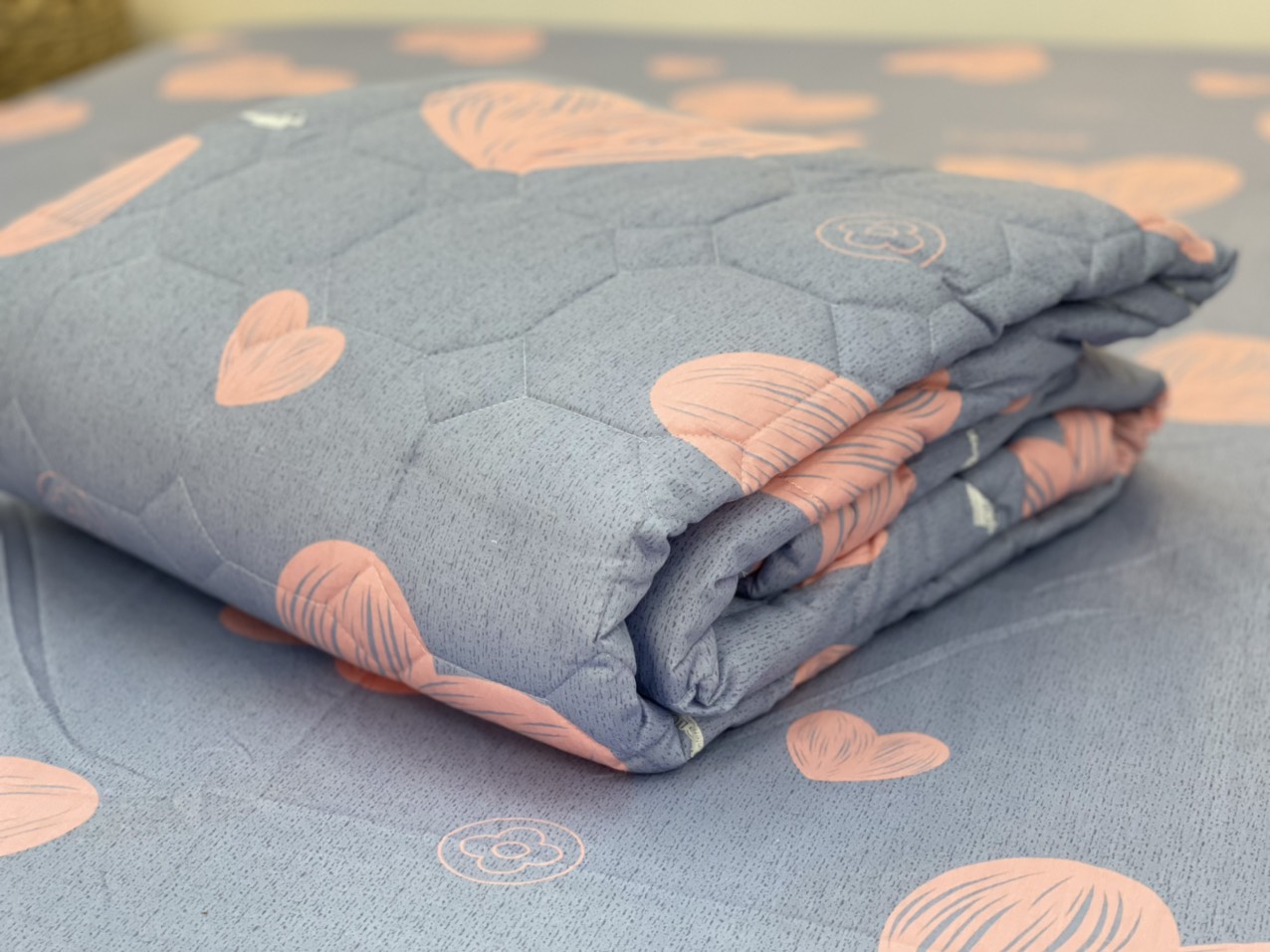 Bộ Drap Gối Cotton -Mẫu Trái Tim- vải dày dặn, mát mẻ, siêu thấm mồ hôi