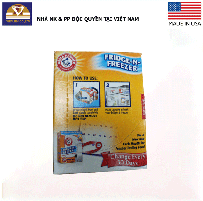 Hộp baking soda khử mùi tủ lạnh arm &amp; hammer Mỹ 396.8gr