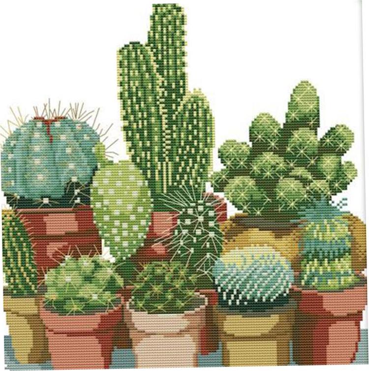 Cactuses DIY Stamped Cross Stitch Kit DIY Needlework Wedding Christmas Gifts