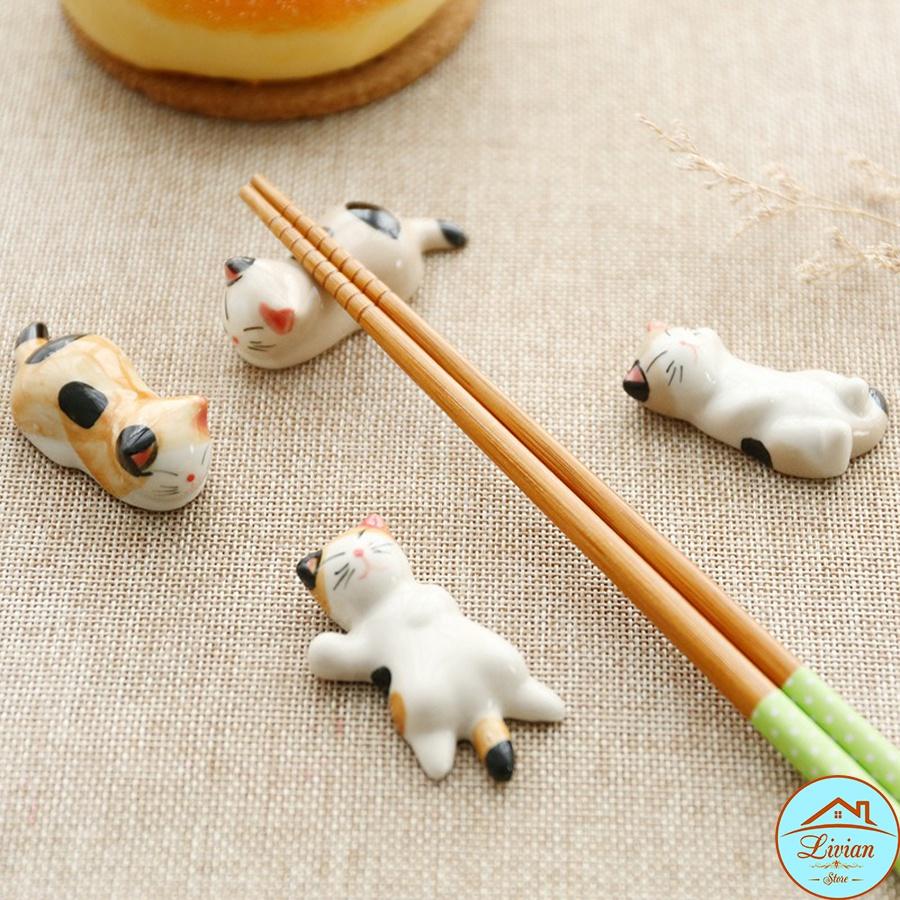 Gác đũa bàn ăn bằng sứ hình mèo Nhật may mắn 6 mẫu trang trí bàn ăn cực xinh
