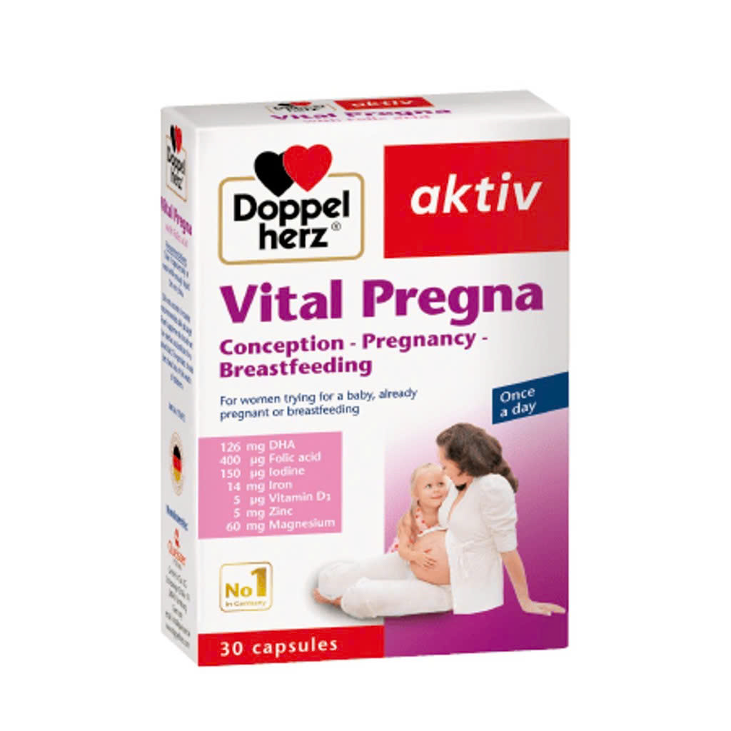 Viên Uống Vital Pregna Doppelherz Bổ sung vitamin, dưỡng chất thiết yếu cho bà bầu 30 Viên