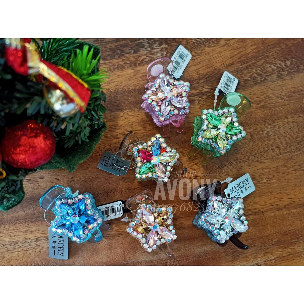 Kẹp tóc càng cua 3 răng đính pha lê hình cao cấp lấp lánh Marcely