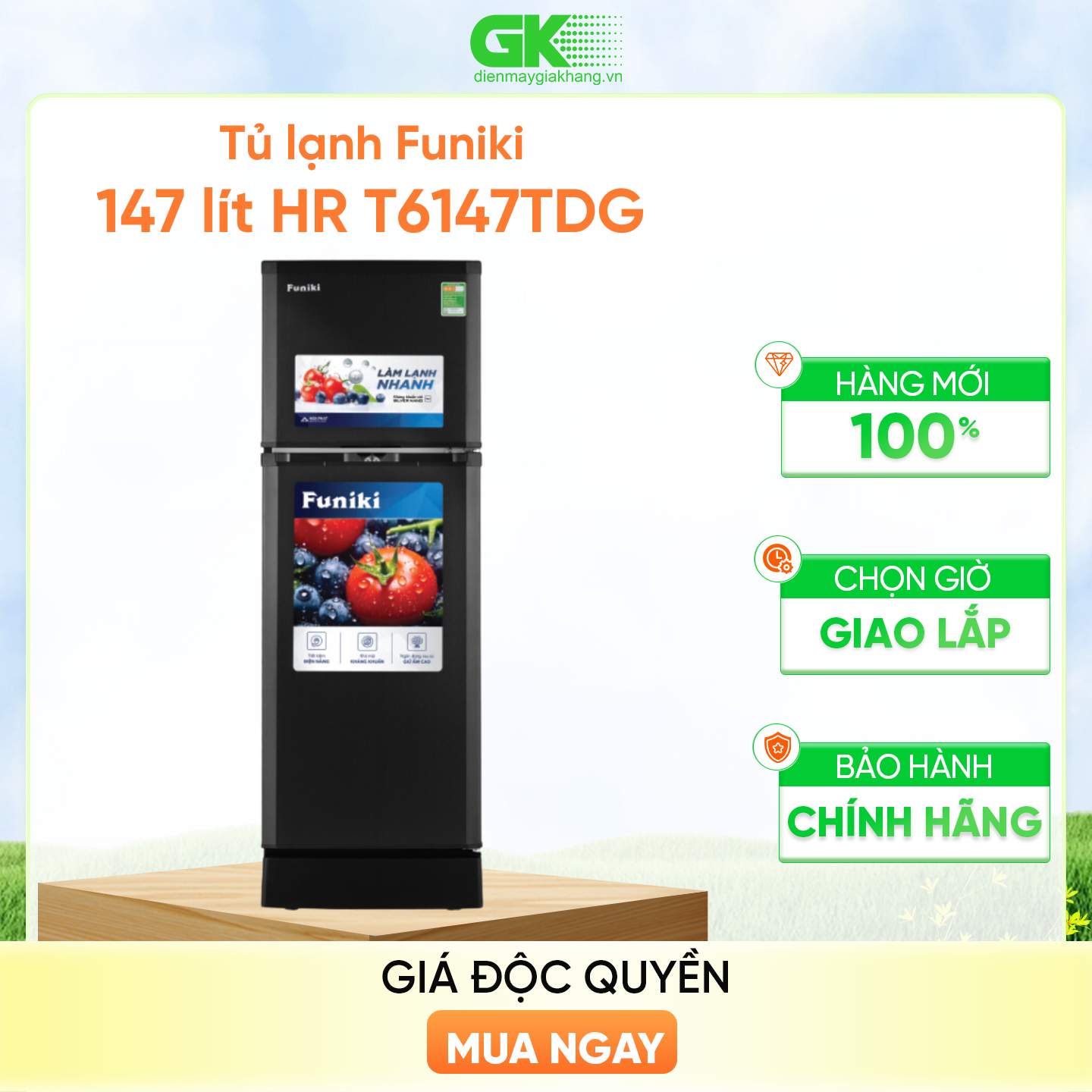 Tủ Lạnh Funiki HR T6147TDG 147L - Hàng Chính Hãng (Chỉ giao HCM)