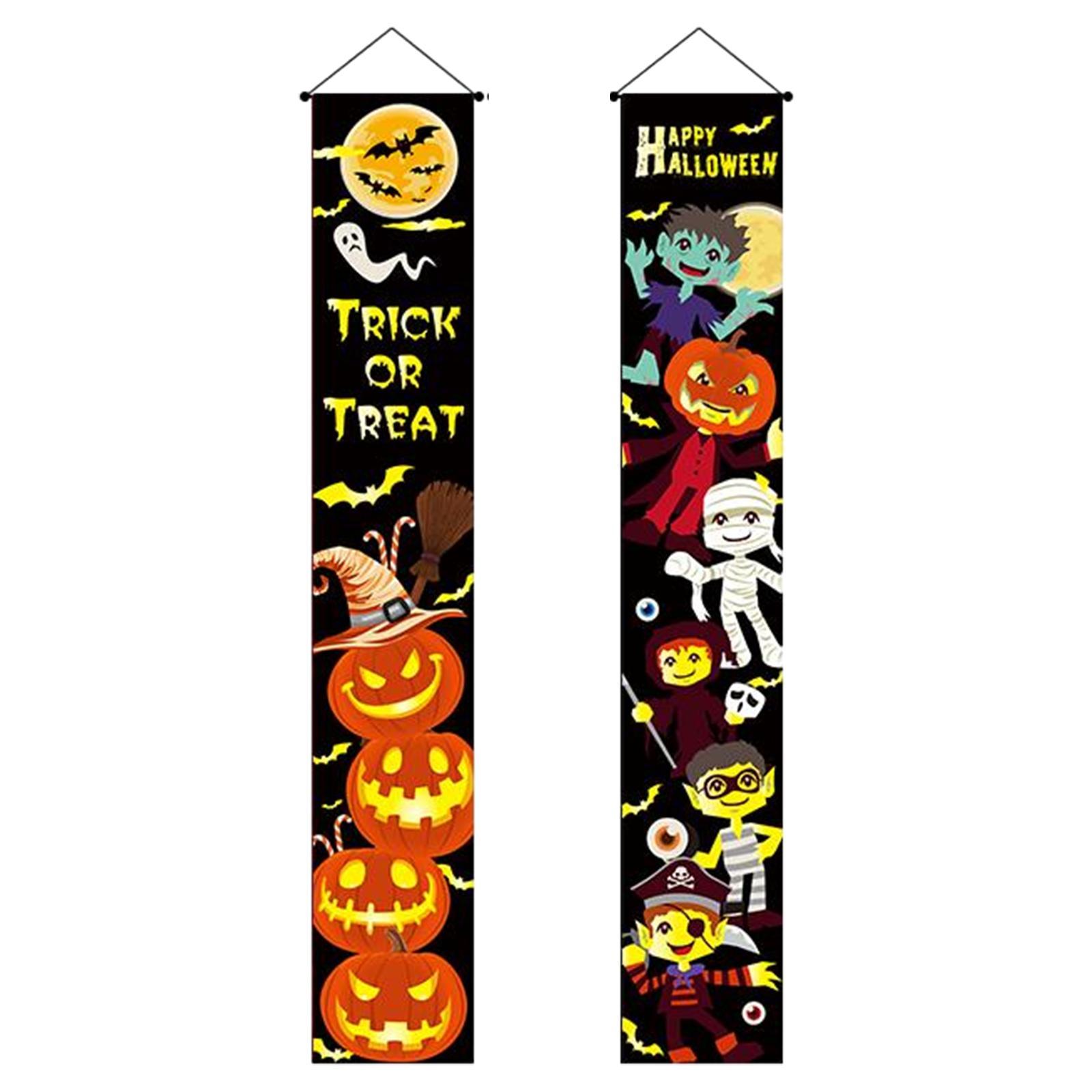 Hanging Banners Halloween Couplet Scary Decorative Sign Outdoor Flag for Party Carnival Haunted House Front Door Outside Yard