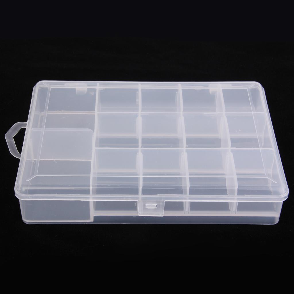 Clear Plastic Adjustable Fishing Lure Baits Tackle Tool Storage Box Case