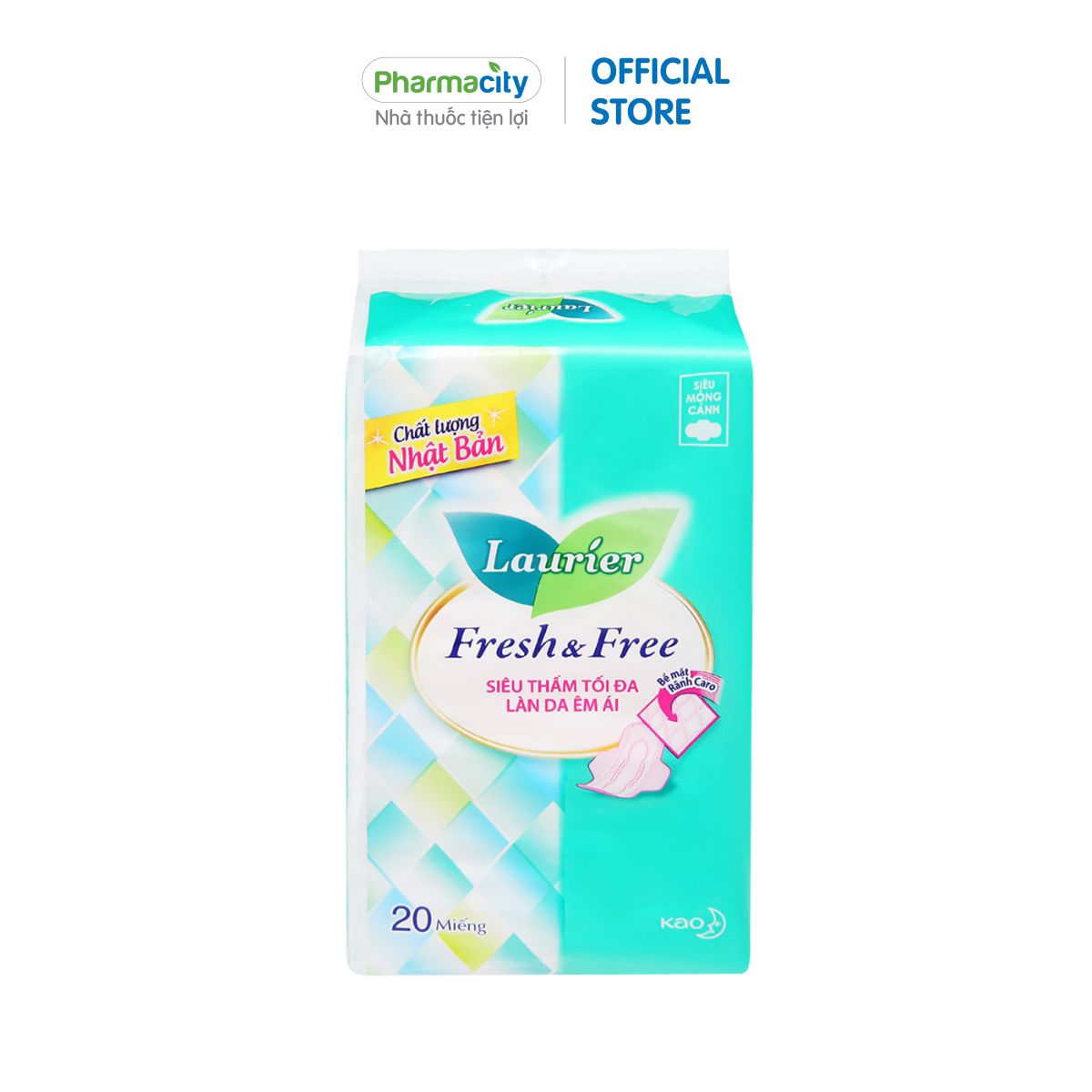 Băng vệ sinh Laurier Fresh & Free siêu mỏng cánh siêu thấm tối đa