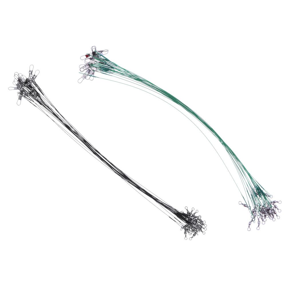 20Pcs/lot Tooth Proof Fishing Wire Leader with Swivels & Snaps