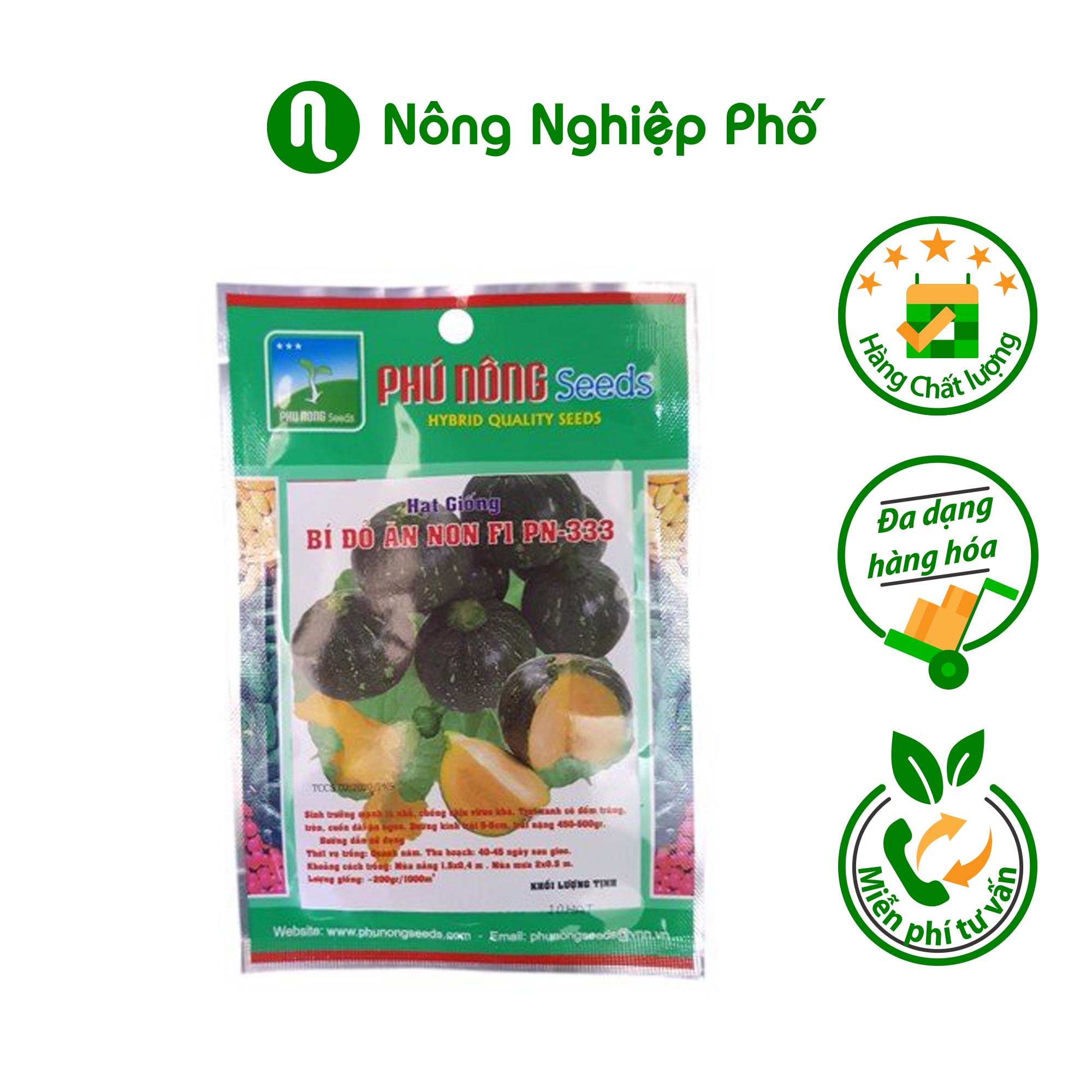 Hạt giống Bí đỏ ăn non PN-333 Phú Nông - Gói 10 hạt