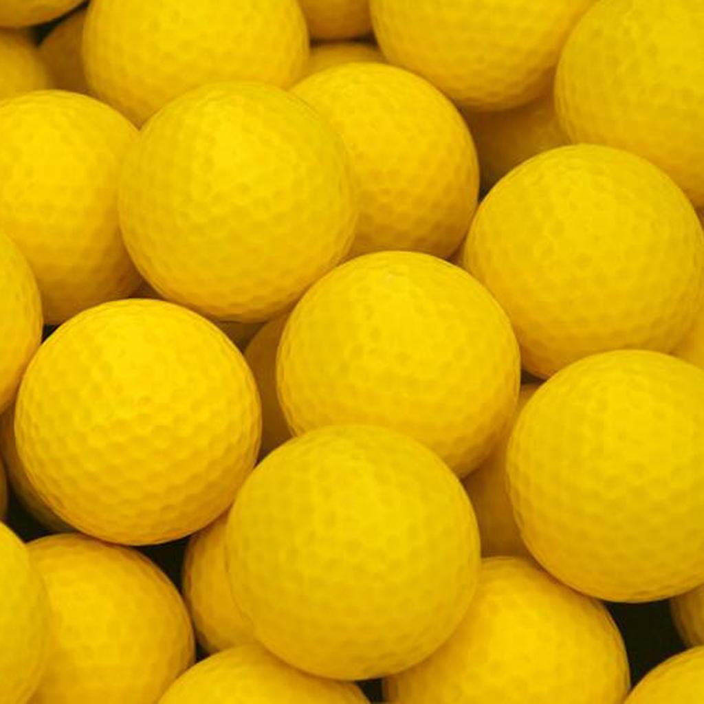 2xElastic Synthetic Rubber Golf Ball Training Practice Ball Yellow 42.6mm