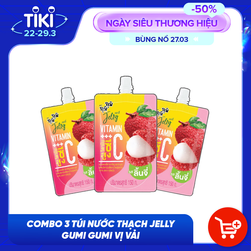 Combo 3 túi nước thạch Jelly Gumi Gumi Vitamin C vị vải 150g