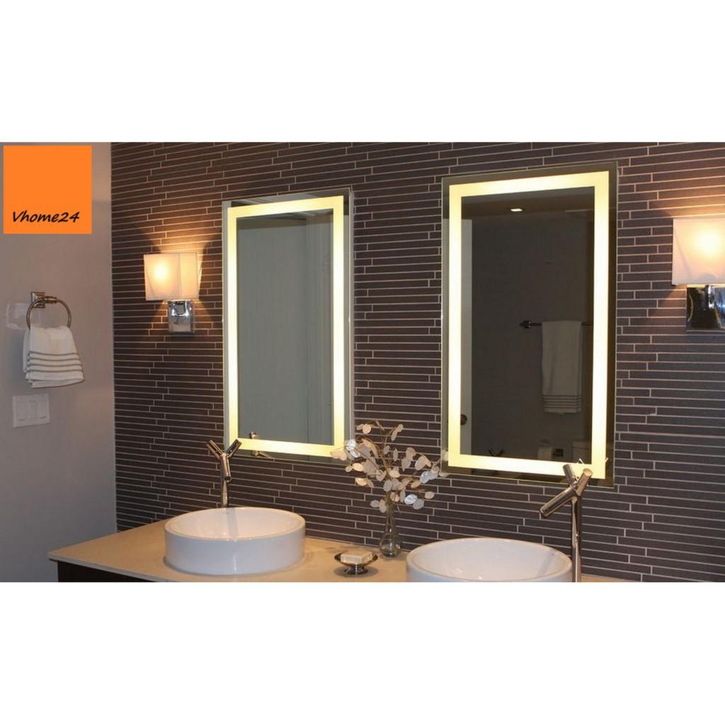 GƯƠNG VỆ SINH ĐÈN LED CHỮ NHẬT KHÔNG VIỀN GLE104